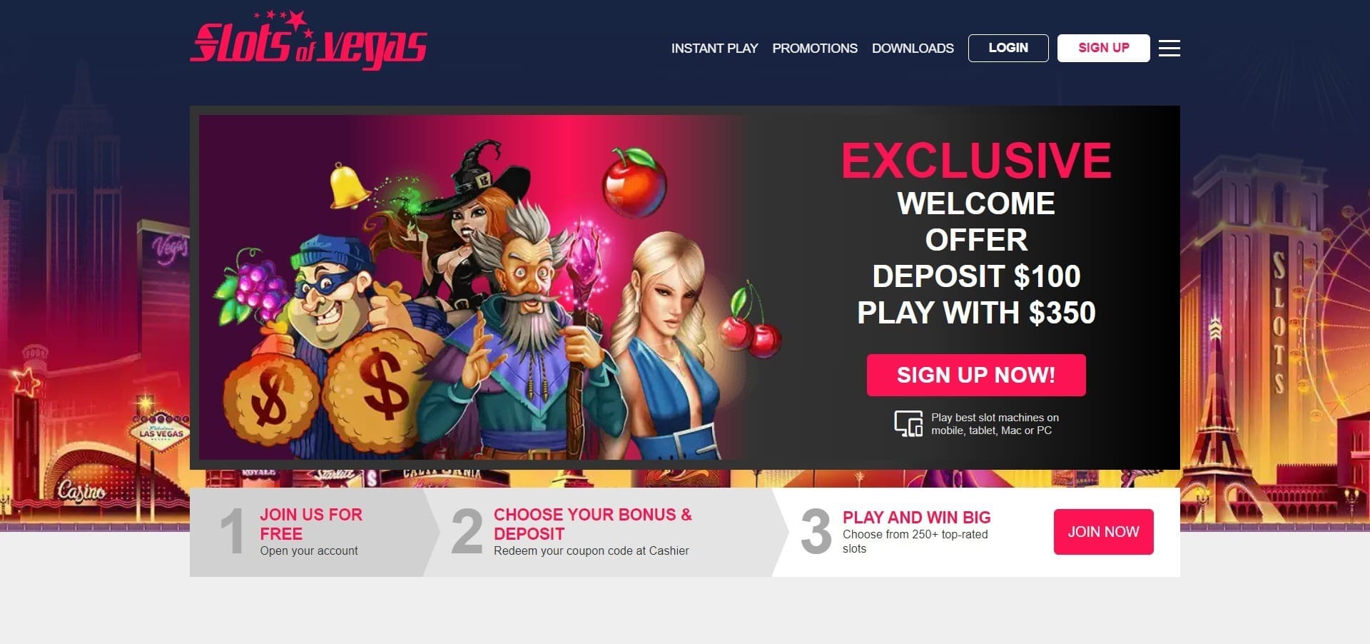 Official website of the Slots of Vegas Casino