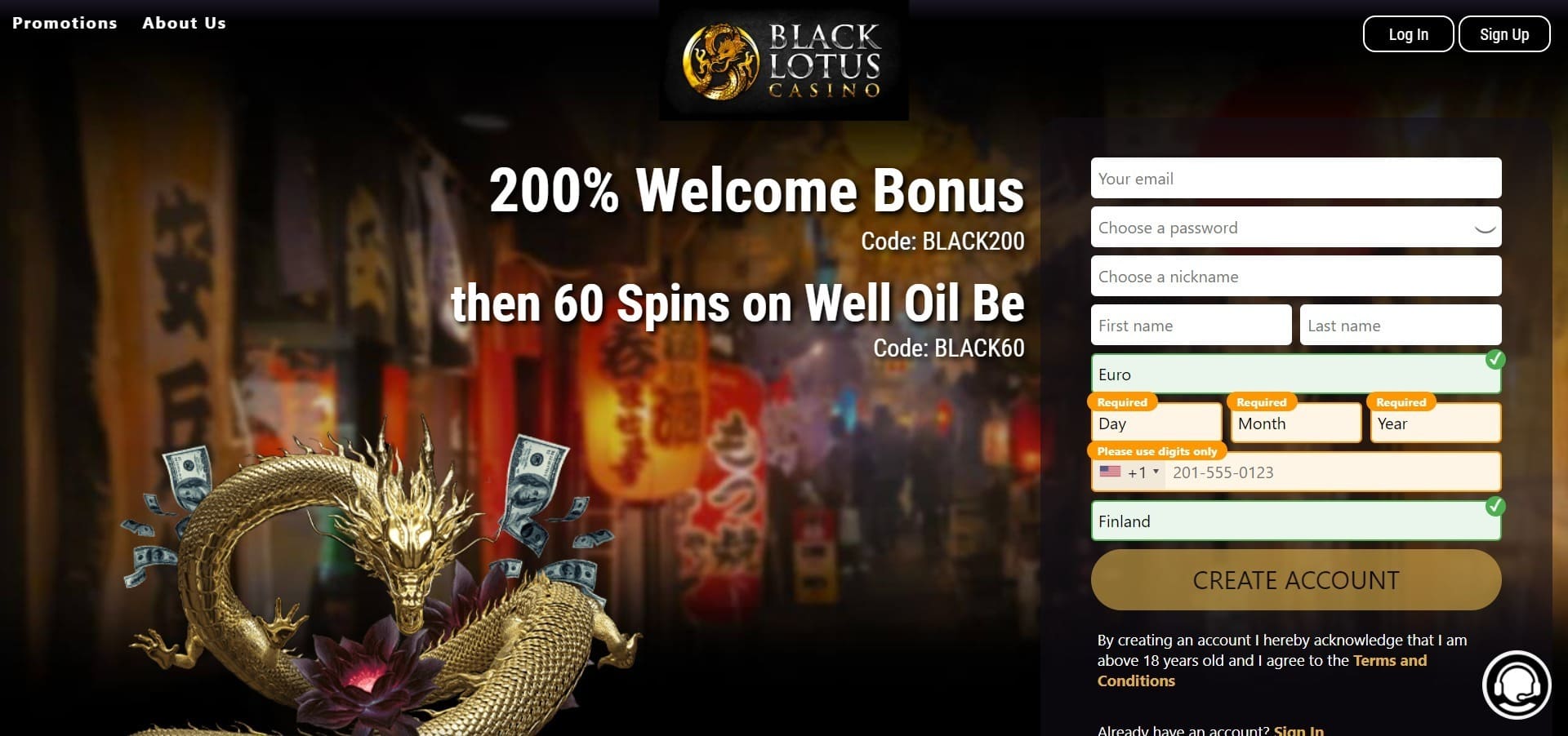 Official website of the Black Lotus Casino