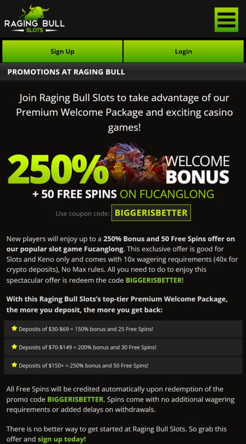 Raging Bull Casino apk bonuses