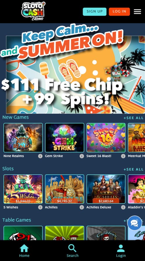 Sloto'Cash Casino mobile application