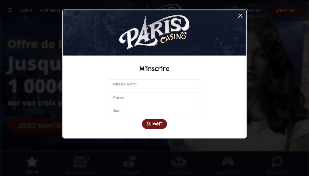 Registration Paris Casino