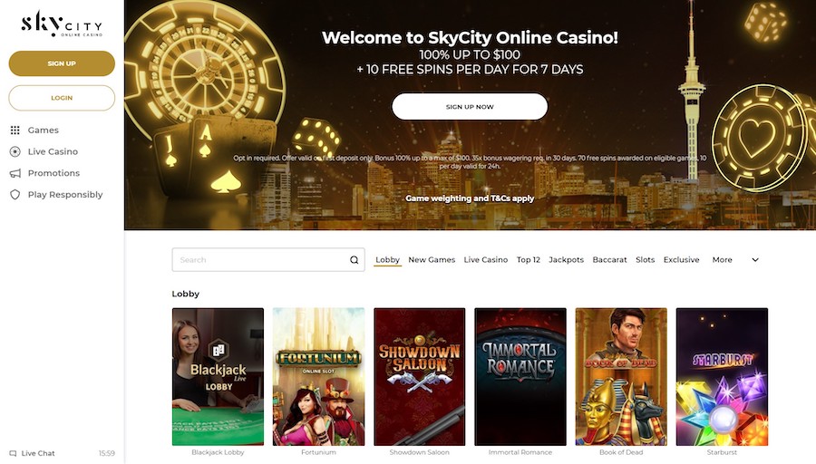 Official website of the Sky City Casino