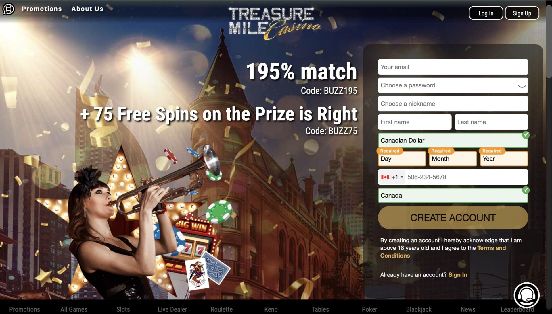 Official website of the Treasure Mile Casino